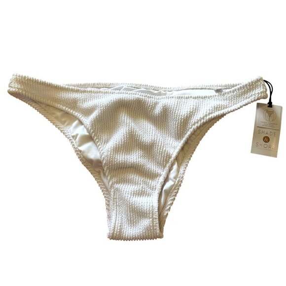 Shade & Shore White Bikini Bottom Medium M High Waist Extra Cheeky Swim Beach - Picture 1 of 8